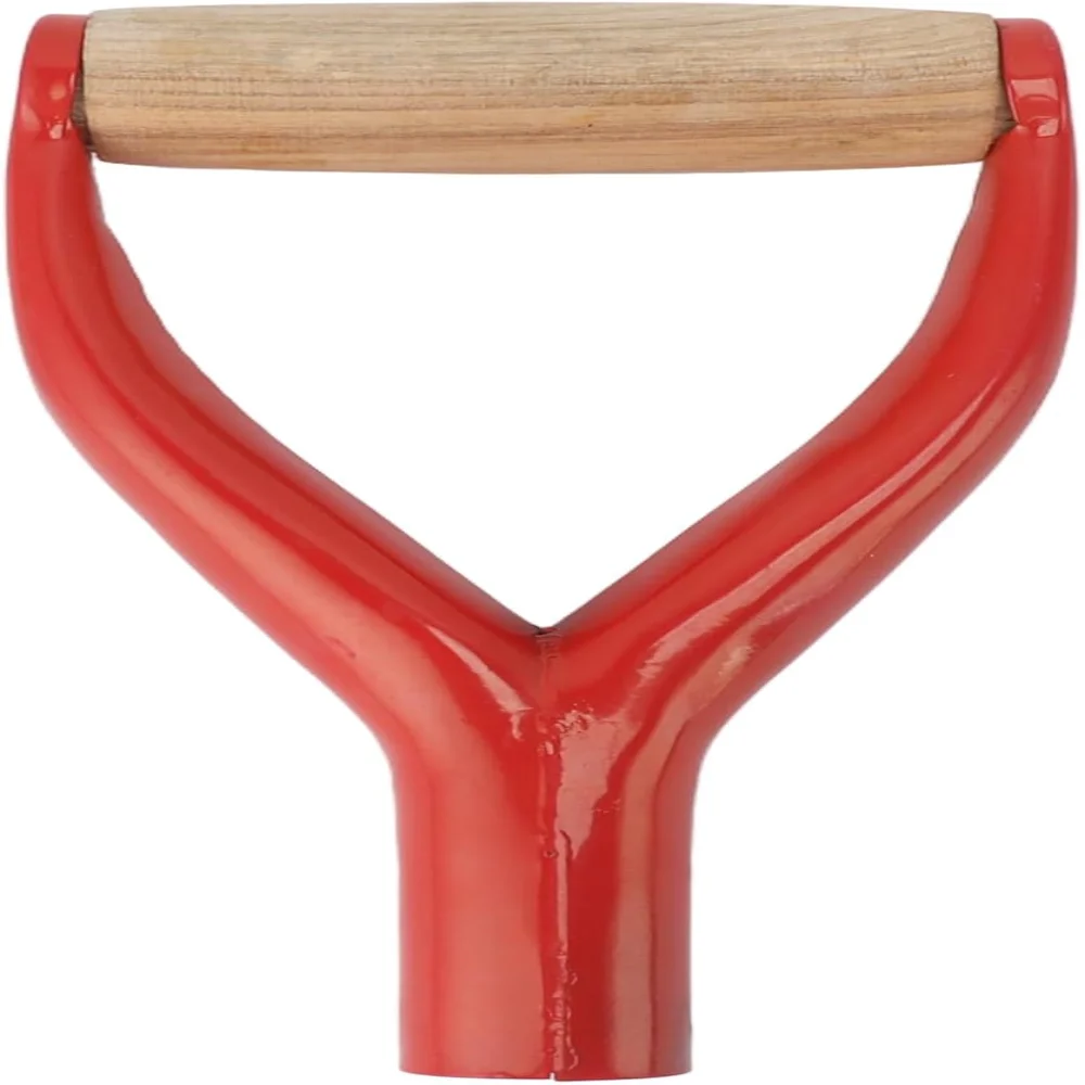 Shovel Handle,Y Shaped 12.22in Inside Diameter  Spade Handle with Wooden  for Garden Digging Raking Tool (Red)