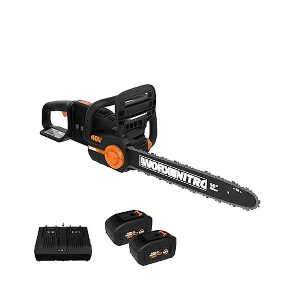 

Electric Power Share Battery Chainsaw 40V WG385 16" Brushless Motor Dual Protection Auto Lubrication Tool-less Tensioning Rapid