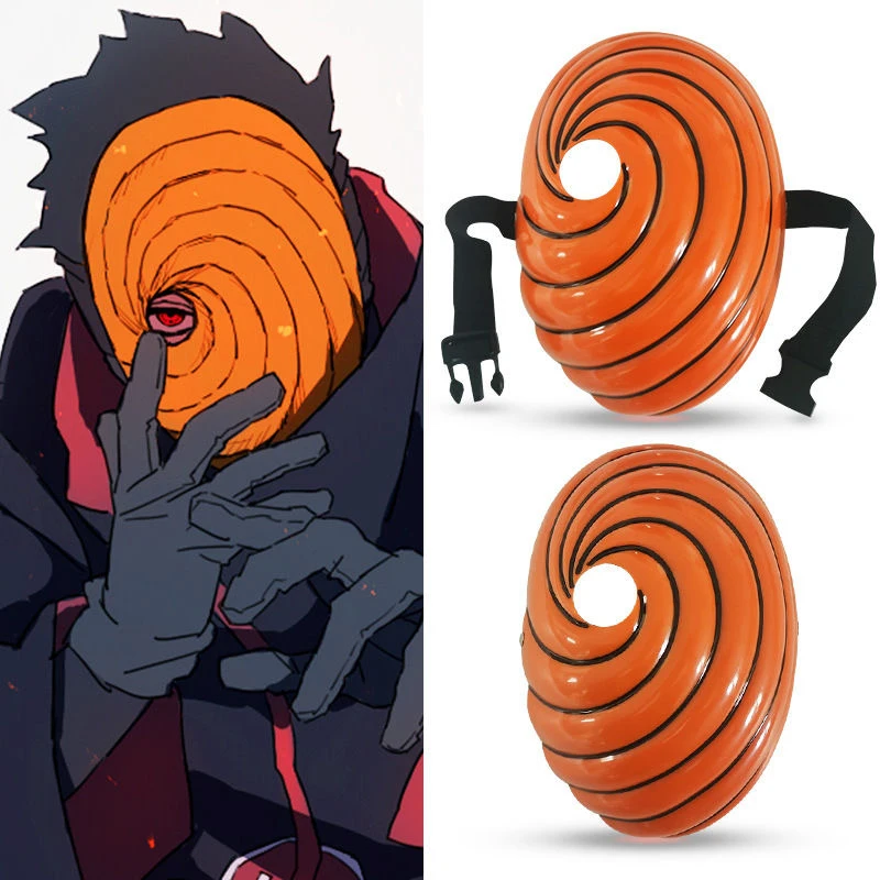 Quente japão anime desenhos animados unisex tobi obbito akatsuki ninja madara masquerade cosplay rosto cheio resina máscara de festa presentes do dia das bruxas