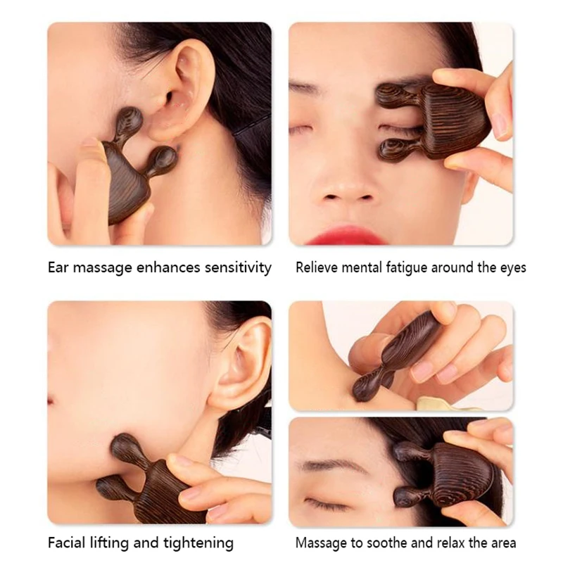 Nose Massager Eyes Facial Wood Guasha Tool Promote Blood Circulation Guasha Wood Stick Handheld Meridians Acupoint Massage Tool