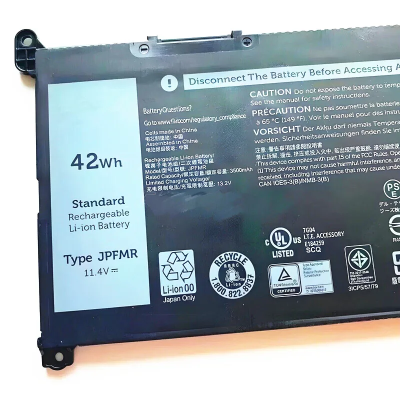 New Laptop Battery JPFMR 11.4V/42Wh For 3100 3400 14 5000 5488 5493 5593 15-5593 7MT0R