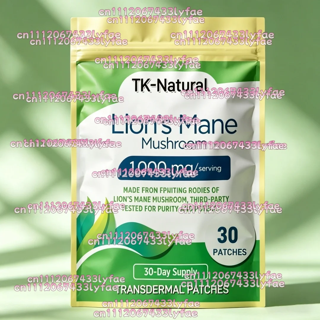 30 Patches Lions Mane Mushroom Transdermal Patches for Memory, Focus & Immune Support