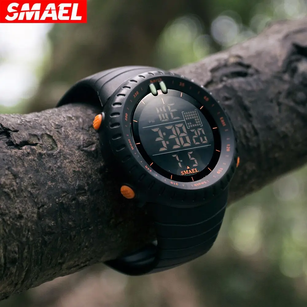 SMAEL Top Brand Men Electronics Watch Outdoor Sports Waterproof Big Dial Digital LED Alarm Digital-watch Male 1237
