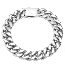 New Hip Hop Cuban Chain Titanium Chain Bracelet for Men Women Stainless Steel Polished Creative Fashion