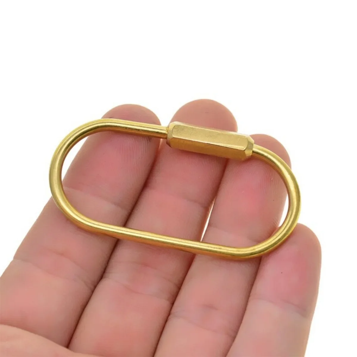 5 Sizes To Choose 36mm-80mm Raw Brass Wire Oval run course Screw Locking Carabiner Keyring Key Chains EDC DIY Making image 3