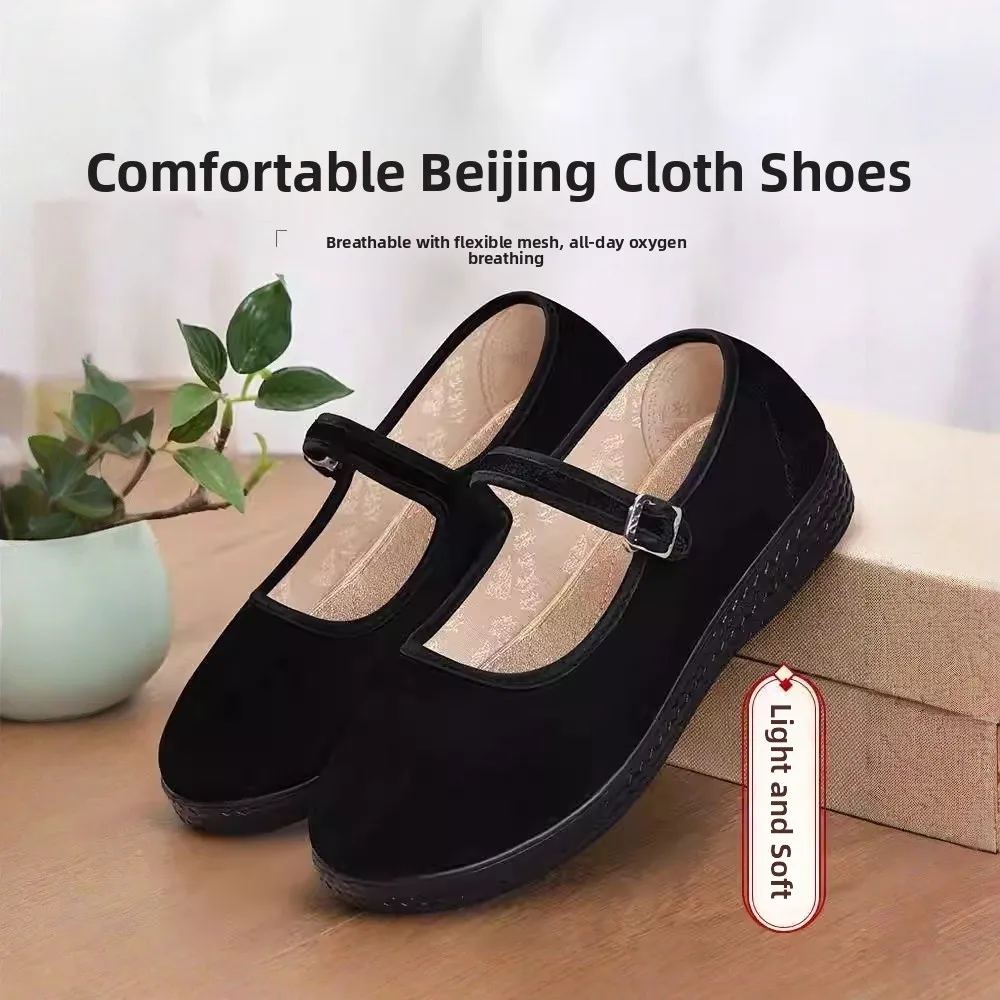 

Old Beijing Cloth Shoes Women's New Style Anti-slip Soft Bottom Breathable Lightweight Comfortable Black Work Shoes for Office
