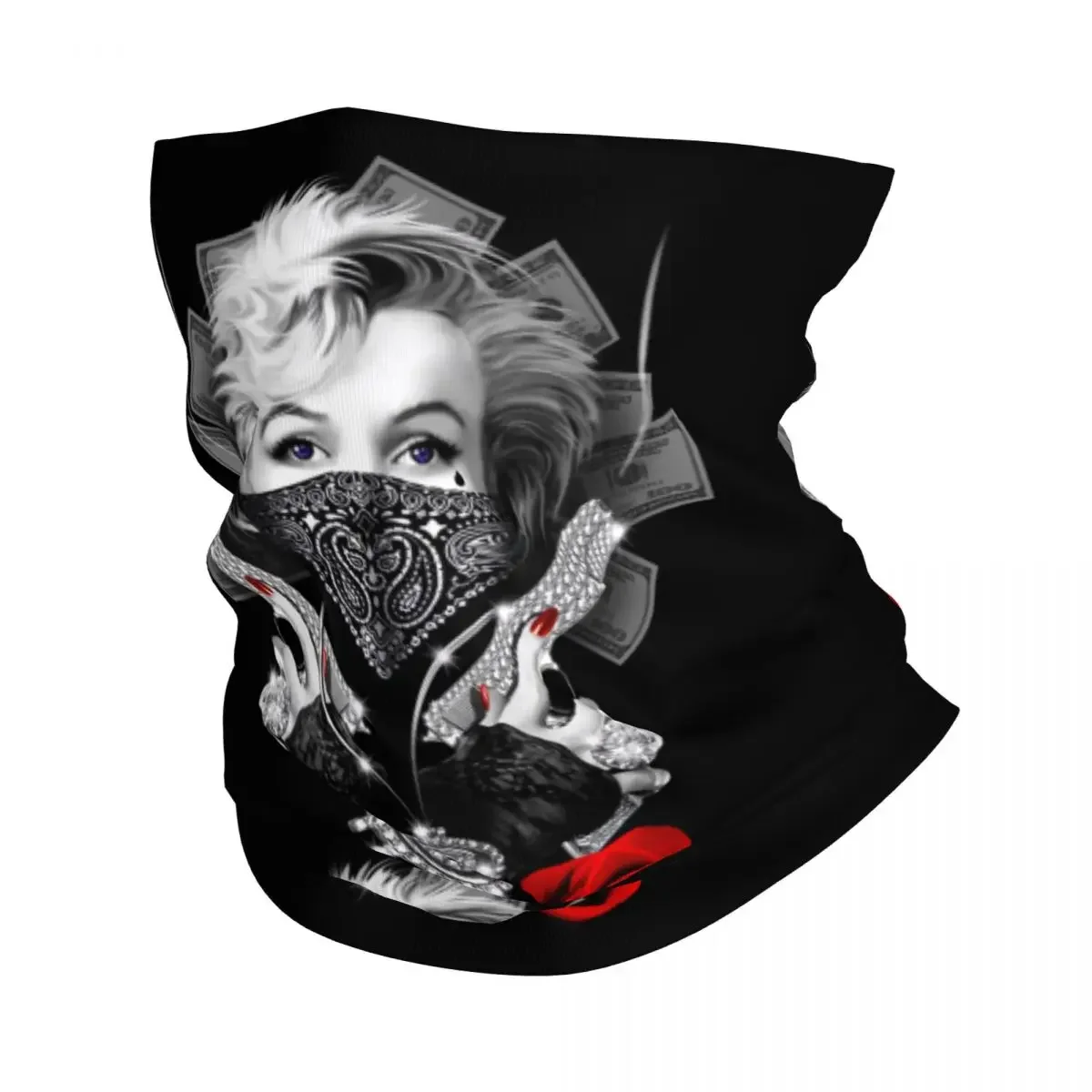 Sexy Golden Girl Monroe Marilyns Gangsta Bandana Neck Gaiter for Hiking Camping Men Women Wrap Scarf Rose Balaclava Warmer