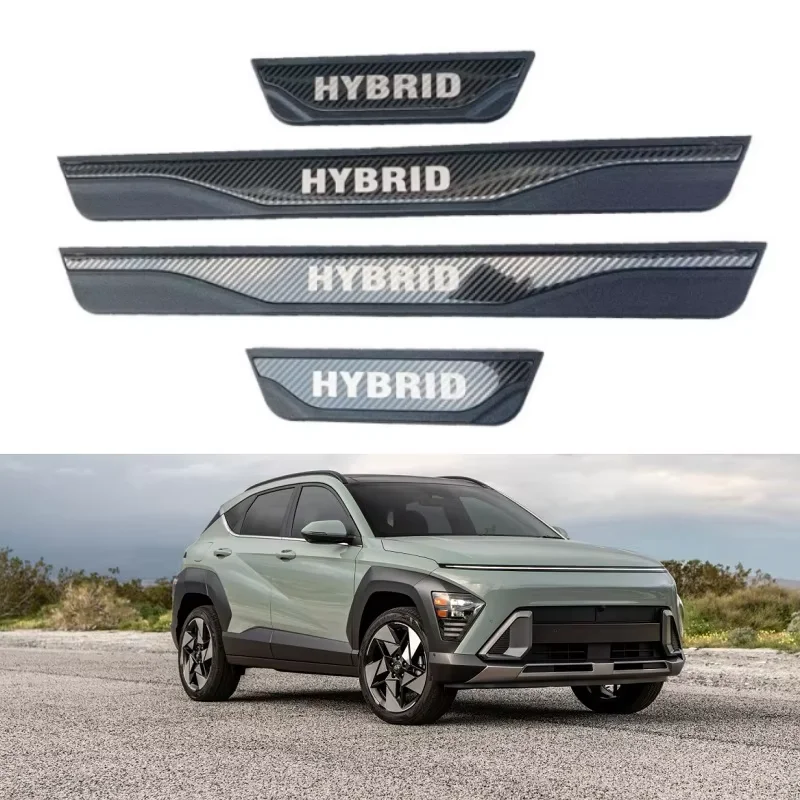 

For Hyundai Kona SX2 Hybrid EV Accessory 2025 2026 Car Door Sill Scuff Plate Pedal Cover Auto Trim Exterior Threshold Protector