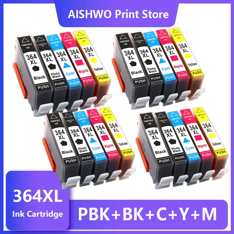 ASW 4set 364XL kompatibilní tuž kazety náhrada pro HP 364 xl deskjet 3070A 5510 6510 b209a c510a c309a knihtiskař