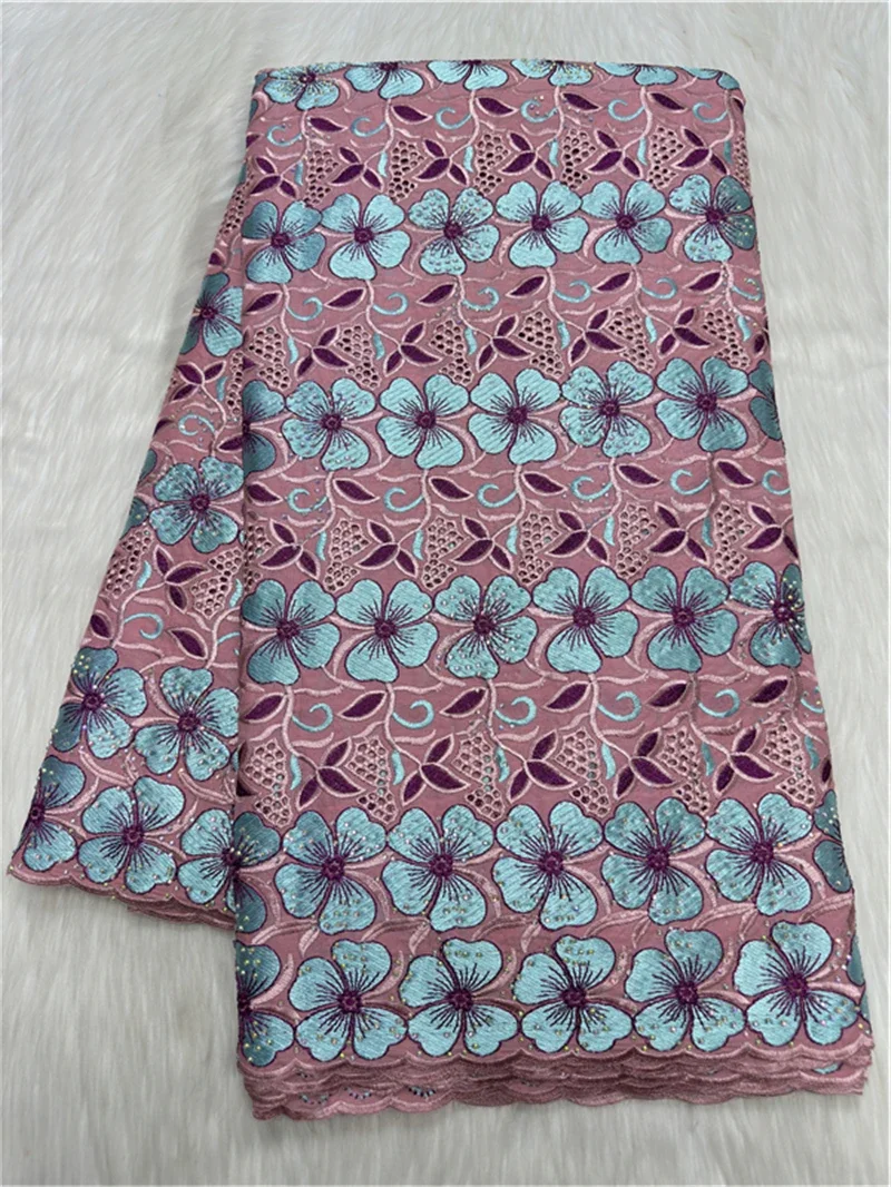 

5-ярдовая тяжелая вышивка бисером, африканская 100% хлопчатобумажная ткань премиум-класса, высокое качество, швейцарская вуаль, кружево, популярный стиль Дубая 27L582402