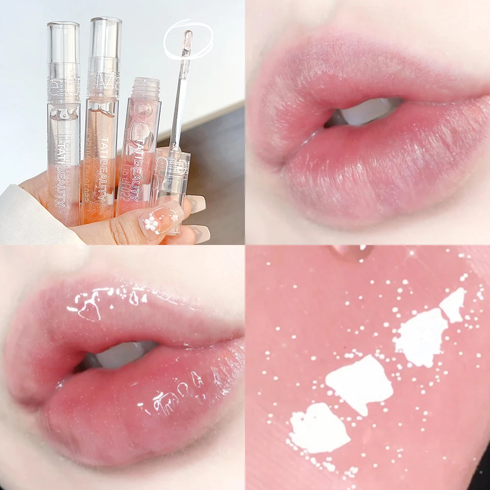 Jelly Glitter Lip Gloss Moisturizing Crystal Colorless Watery Lip Oil Lasting Transparent Mirror Lip Glaze Lips Makeup Cosmetics