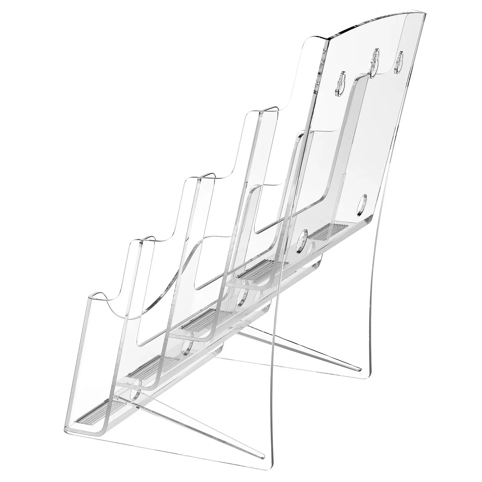 Acrylic Brochure Holder 8.5 x 11 inch, 4-Tier Clear Acrylic Literature Display Stand, Plastic Literature Organizer Flyer Stand & Removable Divider for Office Exhibition, Countertop or Wall Mount view 7
