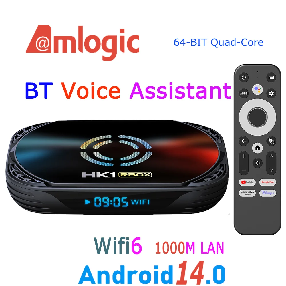 

HK1 X50 Amlogic Android14.0 64 Bit Quad Core 8K 1000M LAN BT Voice Assistant Remote Wifi6 BT5 Media Player Smart TV Box