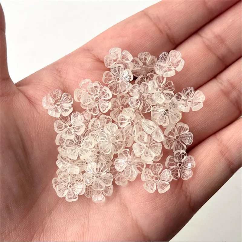 10Pcs/Lot New Acetic Acid Heart Leaf Torus 11MM Flower Beads Charm Connectors Diy Hair Jewelry Making Resin Accessories Material