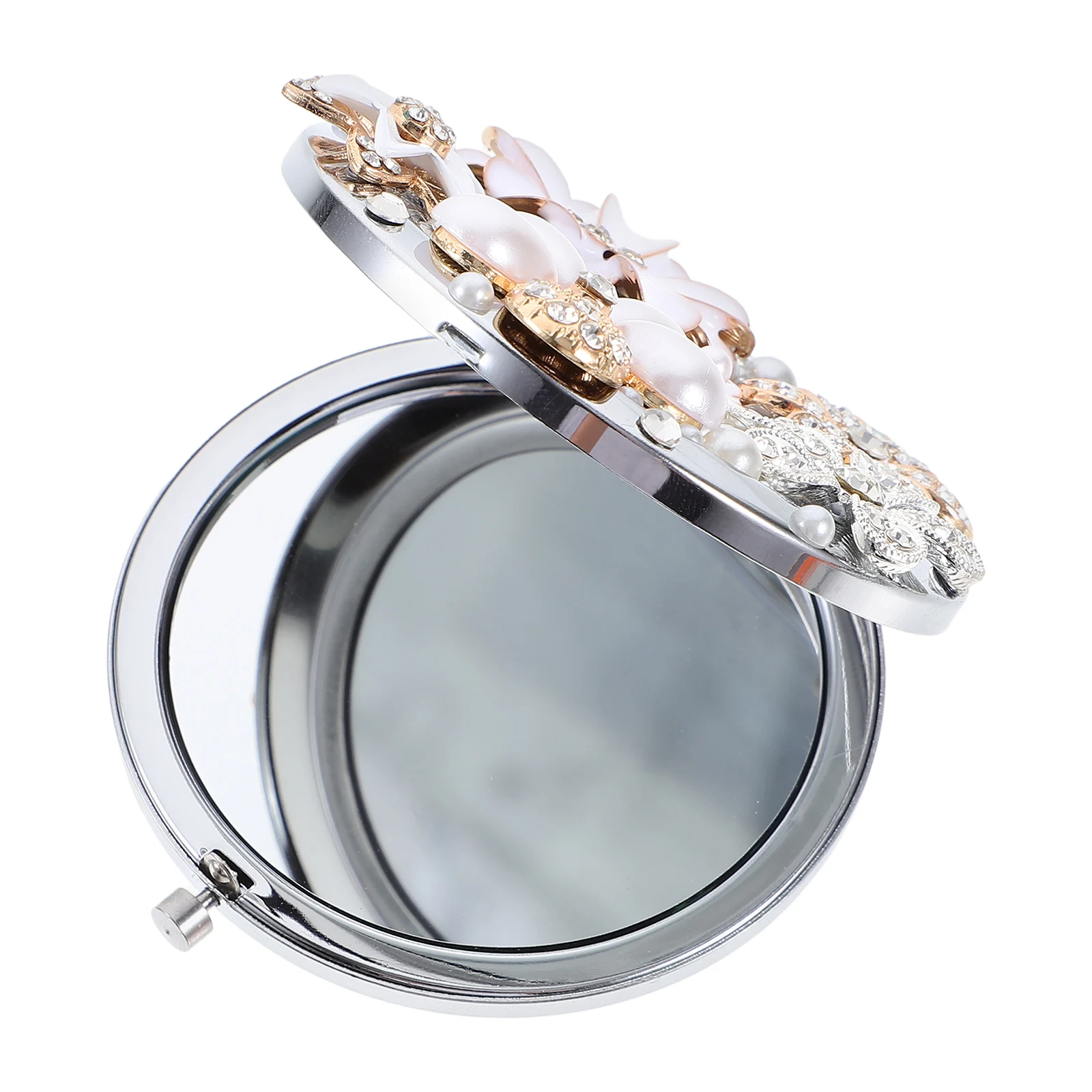 

1Pcs Portable Mini Mirror with Daisy Print Double Sided Magnification Functional Folding Makeup Mirror Lightweight for 's