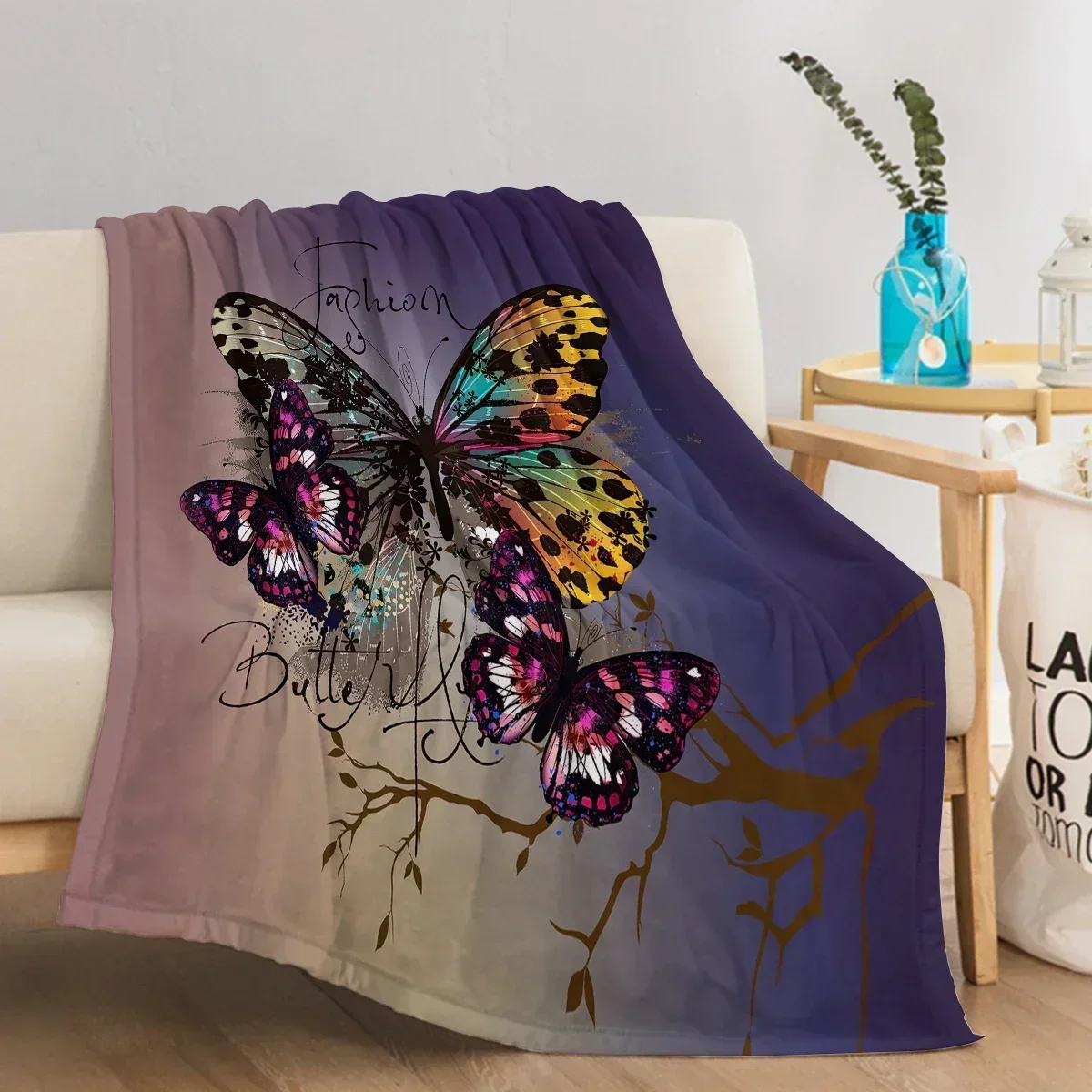 

3d Broken Butterfly Printed Throw Blanket Plush Fluffy Flannel Fleece Sofa Couch And Bed Blanket Soft Throws Children Swaddling