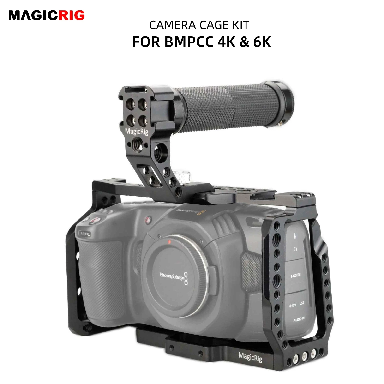 MAGICRIG BMPCC 4K & 6K Cage Kit for Blackmagic Pocket Cinema Camera BMPCC 4K & 6K, with Camera NATO Handle Cold Shoe Mount