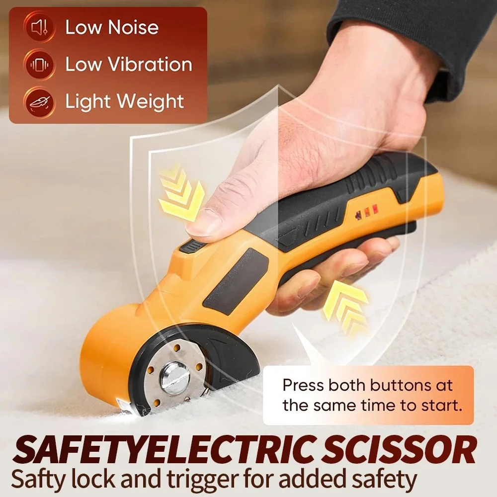 Cordless Electric Scissors Cardboard Cutter with LED Light Brushless Motor 2000mAh Tungsten Steel Blade for Cloth Leather Carpet