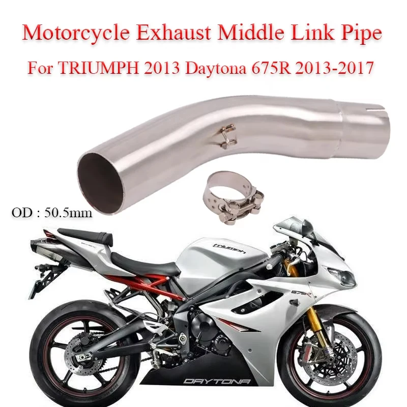 

Motorcycle Exhaust Moto Escape Connection Middle Link Pipe 51mm Slip On For TRIUMPH 2013 Daytona 675R 2013-2017 Years Muffler