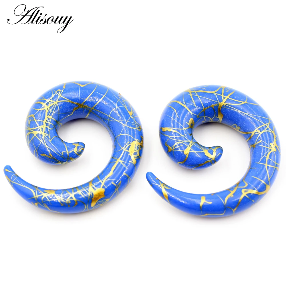 Alisouy 2PC Acrylic Spiral Ear Plug Stretching Tapers Body Jewelry Acrylic Ear Tapers Ear Expander Tunnel Gauges 1.6mm-20mm