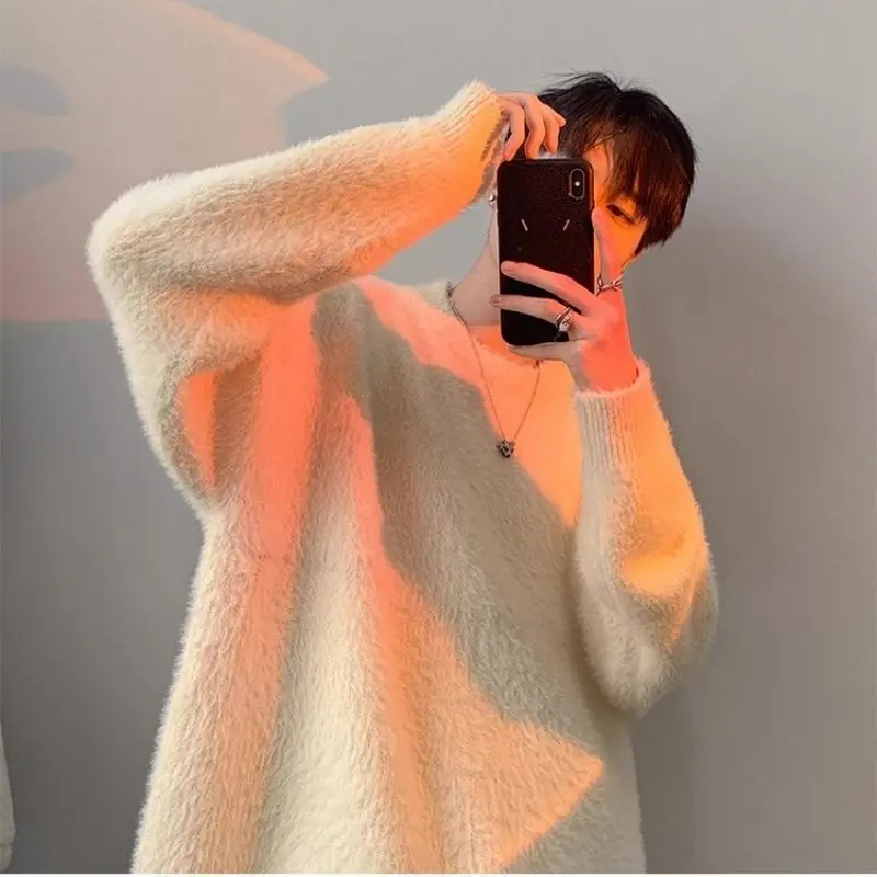 

Мужской вязаный свитер Thiened f с высоким воротником, зимнее свободное пальто на молнии, мягкий полиэстер, повседневный трикотаж