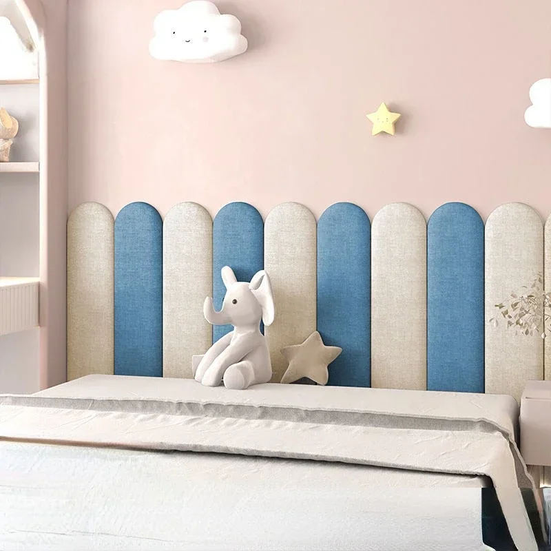 Light Luxury Self-adhesive Bed Head Children\'s Background Wall Anti-collision Linen Soft Bag Cabecero Cama Headboard Panels