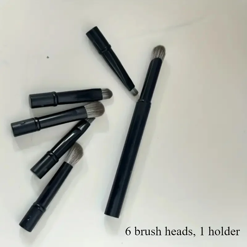 Ensemble de mini pinceaux de maquillage 6 en 1, poignées amovibles, brosse de voyage, contour, correcteur, fard à barrage, pinceaux de maquillage à double extrémité avec boîte