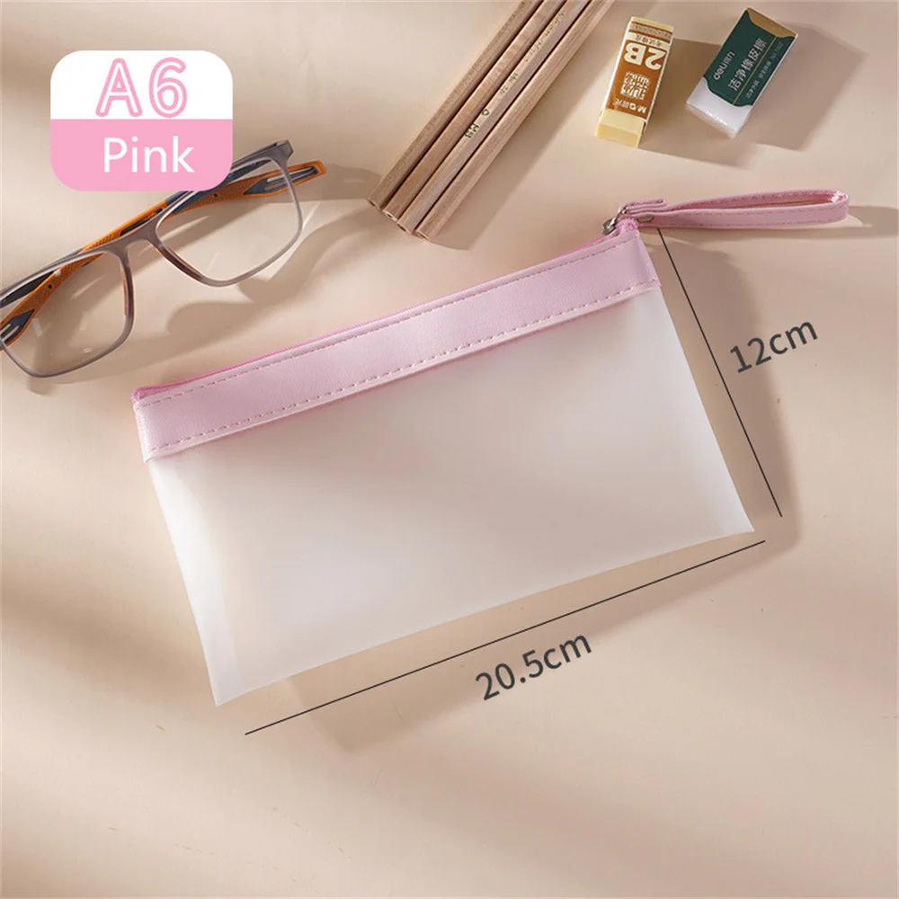 1PC Stationery Storage Folder File Zipper Pouch A4 A5 A6 Transparent TPU Document Bag Zip File Folders School Office Supplies