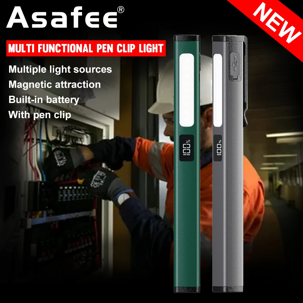 

Asafee W08 Work Flashlight Red Outdoor Rescue Side Floodlight Portable Pen Light Rechargeable Lamp Waterproof Work Light