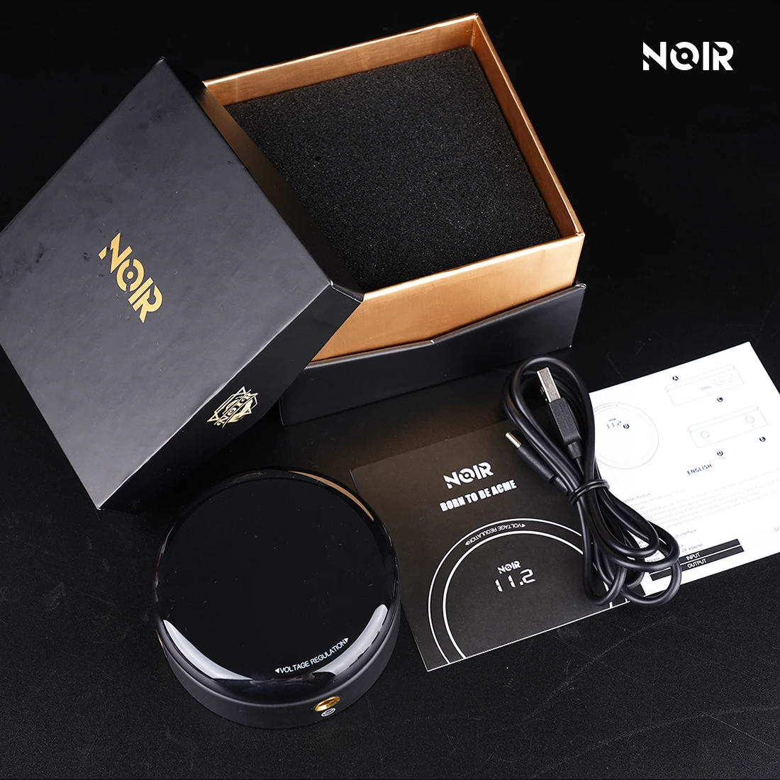 Noir Tattoo Power Supplies Round OLED Display Digital Branco Sem Necessidade Pedal Para Bobina Rotary Tattoo Pen Máquina de maquiagem permanente