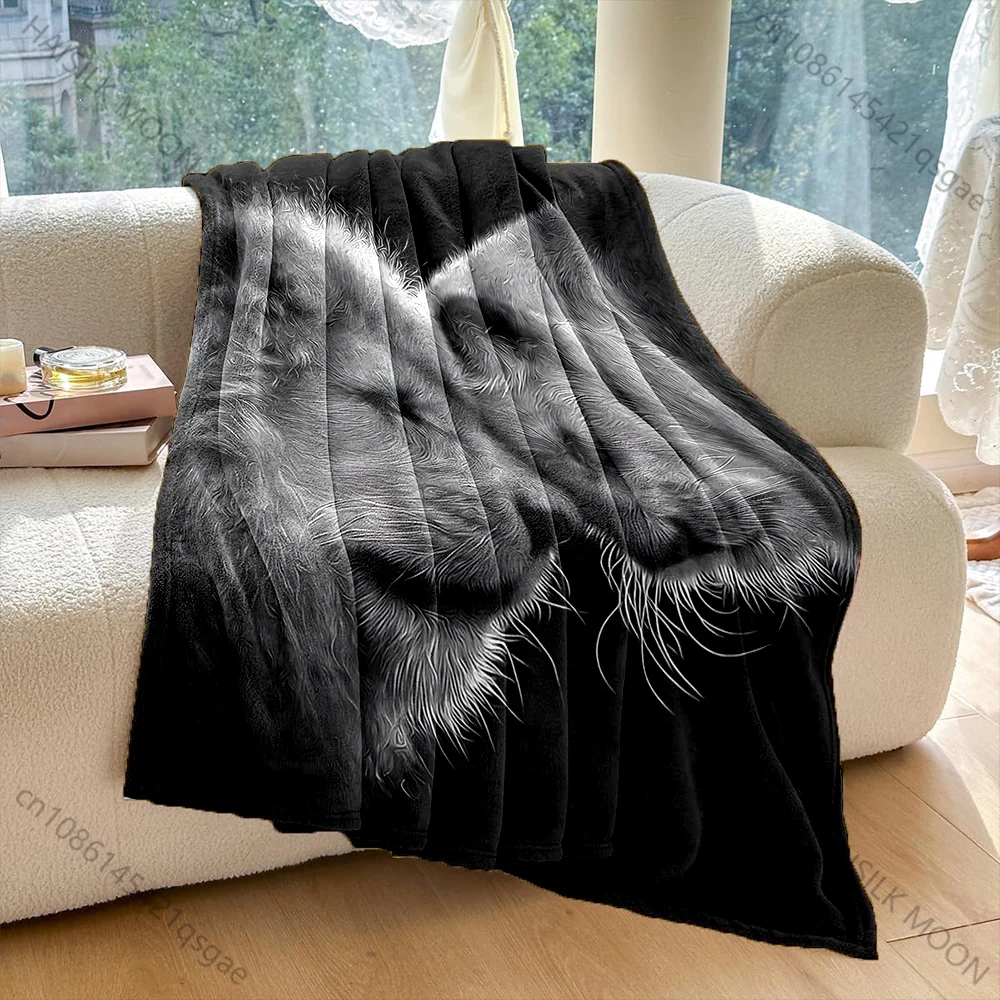 1PC Two lions cuddling  Print Adult Children Warm Blankets Home Travel Car Soft Comfortable Suitable for all seasons