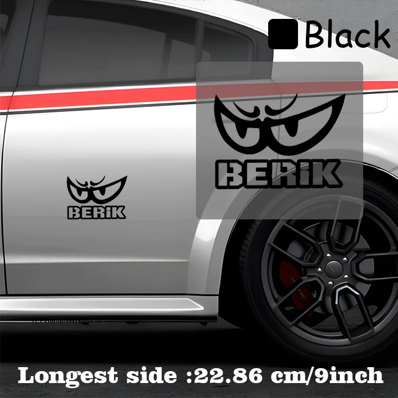 1 x stilvoller mehrfarbiger Vinyl-Aufkleber mit Augen- und Buchstabenmuster für Auto, Helm, Laptop, DIY-Dekoration (schwarz/weiß/gelb/rote Farbe).