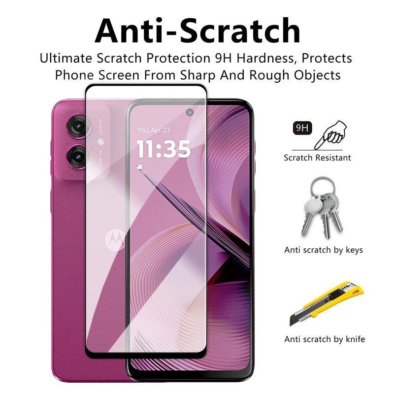 Para Motorola Moto G55 5G Vidrio Templado para Moto G75 G35 G15 G05 G55 5G, Cobertura Completa 2.5D con Pegamento, Protector de Pantalla para G55 5
