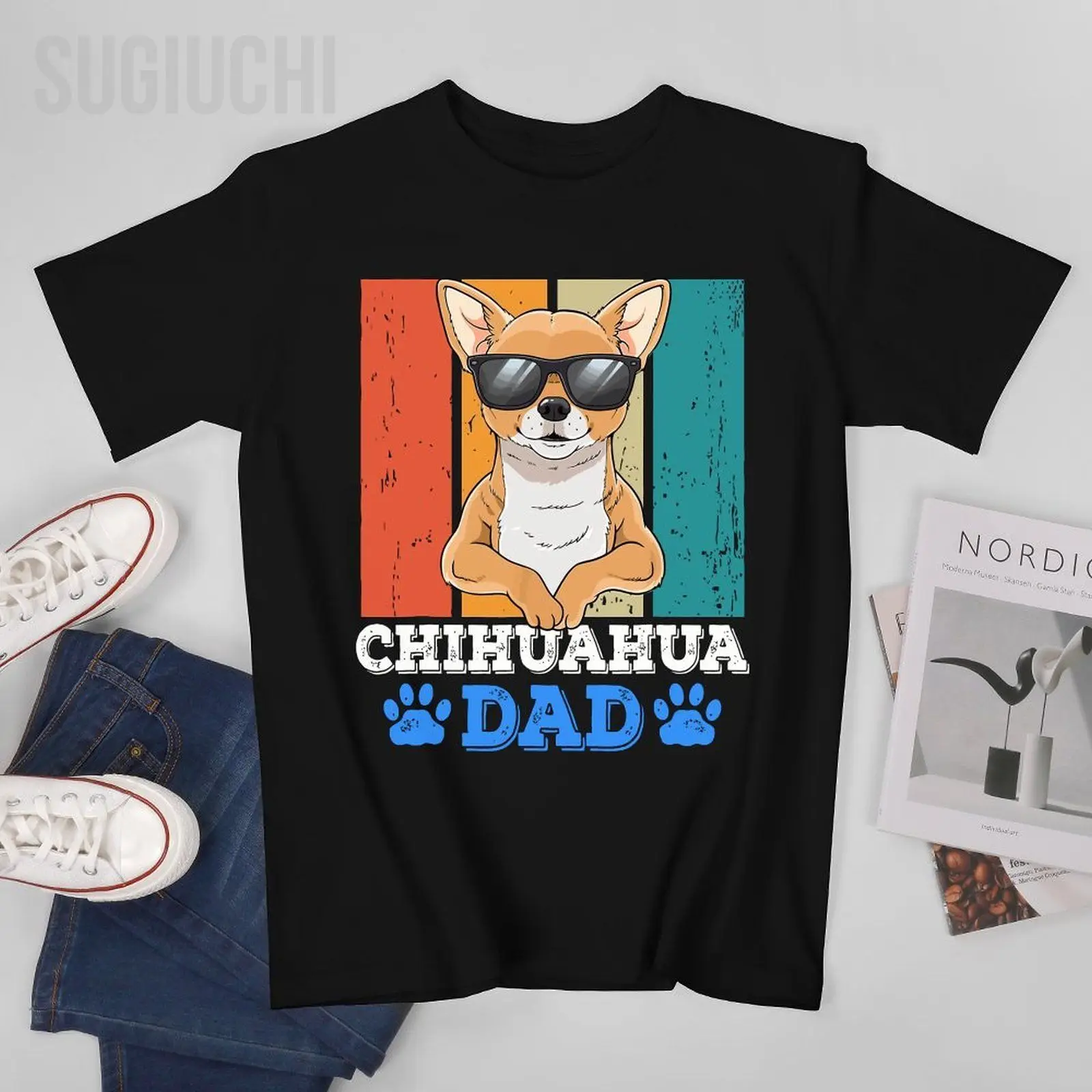 Unisex Men Chihuahua Dad Tshirt Tees T Shirts Women Boys 100% Cotton T-Shirt