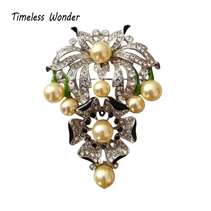 Timeless Wonder Fancy Zircon Enamel Glass Grape Brooch Pins for Women Designer Jewelry Runway Top Luxury Cute Rare Gift Mix 7523