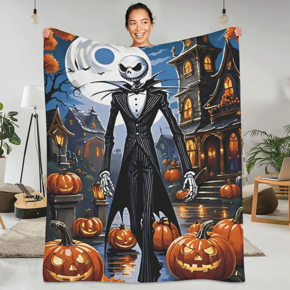 Warm Blanket Office The Nightmare Before Christmas Throw Blanket Jack Skellington and Sally Flannel Bedspread For Sofa Bed Cover