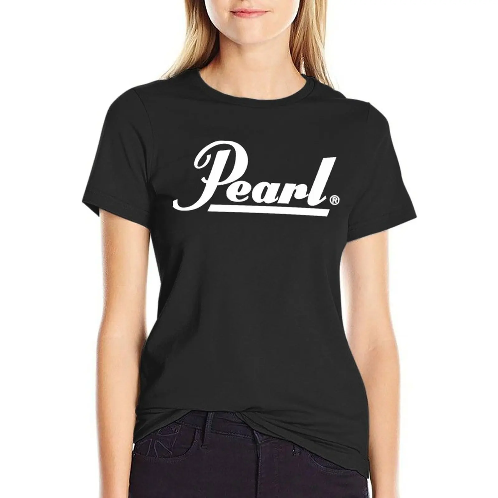 

Pearl logo T-Shirt heavyweights oversized tops female Summer Women's clothing