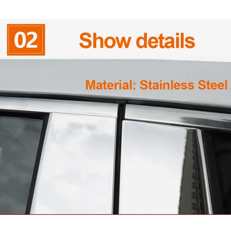 For Honda CRV CR-V 5th 2017 2018 2019 2020 2021 2022 Hybrid Stainless Steel Car Door Window B C Pillar Center Post Trim Sticker view 5