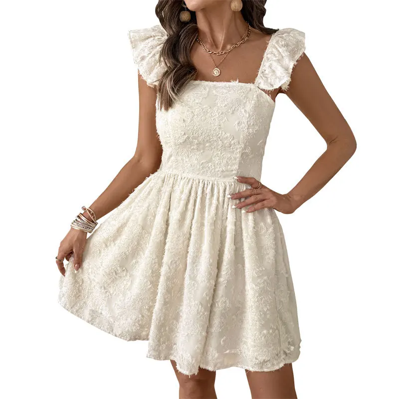 Feifei Sleeve Skirt 2025 Summer Hollow Strap Dress Fashion Commuter Style