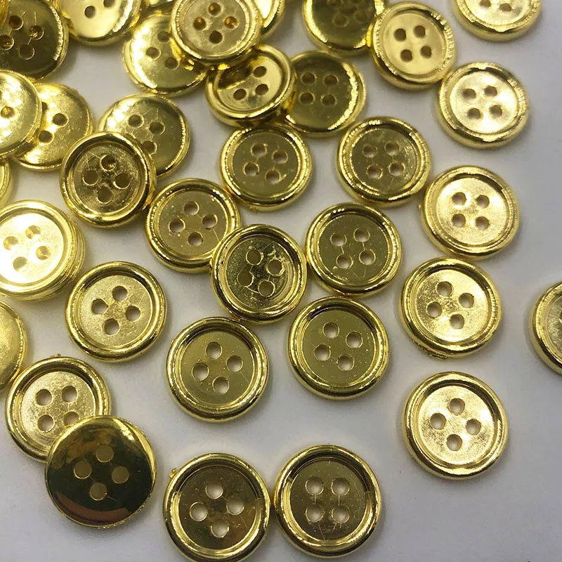 50 pcs Gold Plastic Buttons 12mm/15mm/20mm Sewing Craft 4 Holes PT375