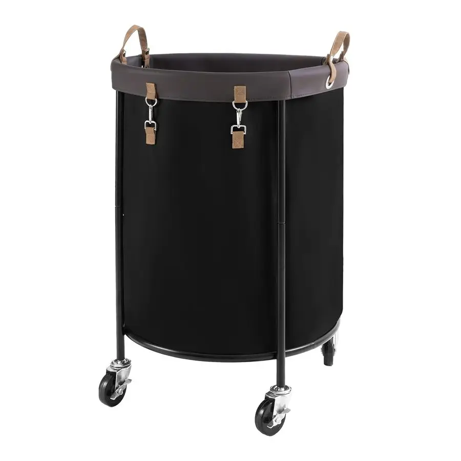 

170L Rolling Laundry Basket, Clothes Hamper with Wheels, Round Clothing Cart with Steel Frame and Removable Bag, 4 Casters and 2