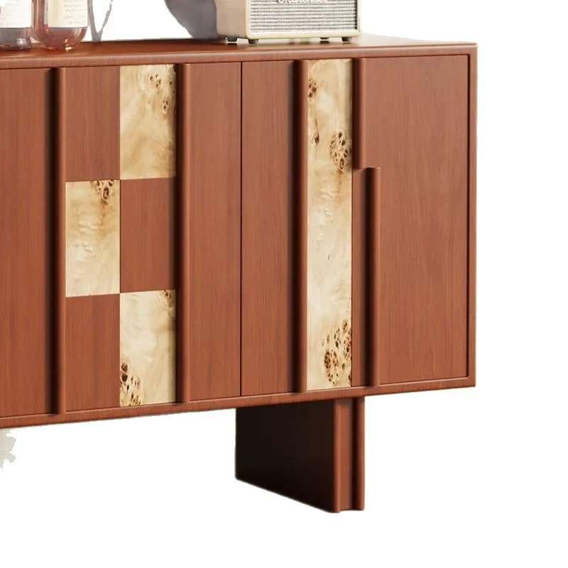 Vintage-style solid wood sideboard, wall-mounted integrated storage cabinet, living room storage