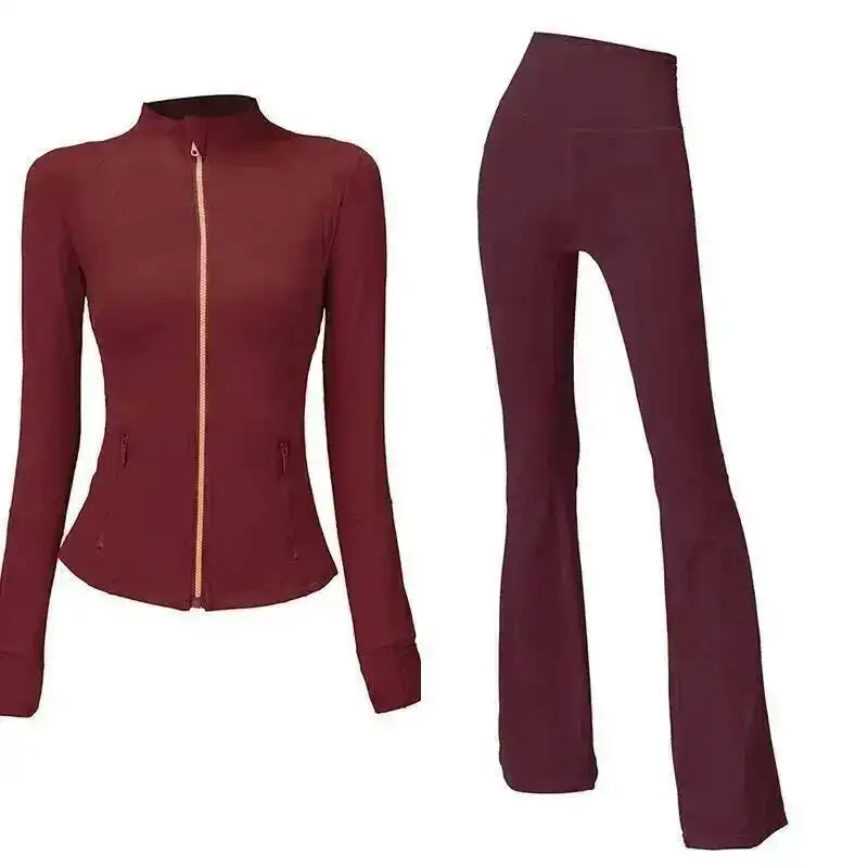 

Stand Collar Jacket Bell Bottom Pants Yoga Suit Series Elegant Fashionable Casual Wear For Men And Women