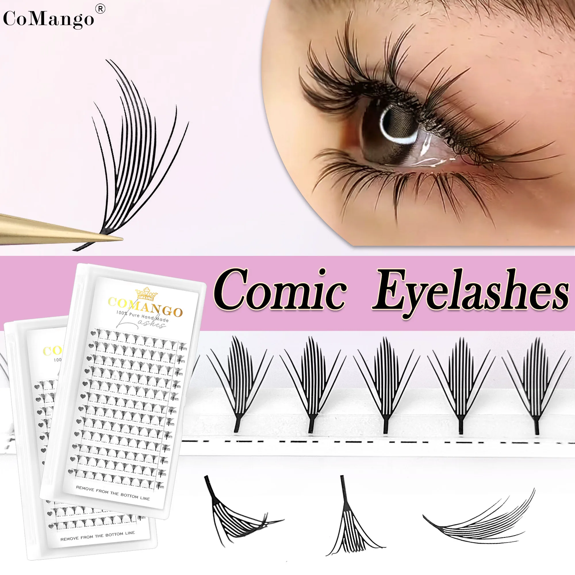 manga spire feather shape eyelashes extensions individuelle volumen fächer C/D curl 8-15mix/single soft faux fairy mink false eyelash