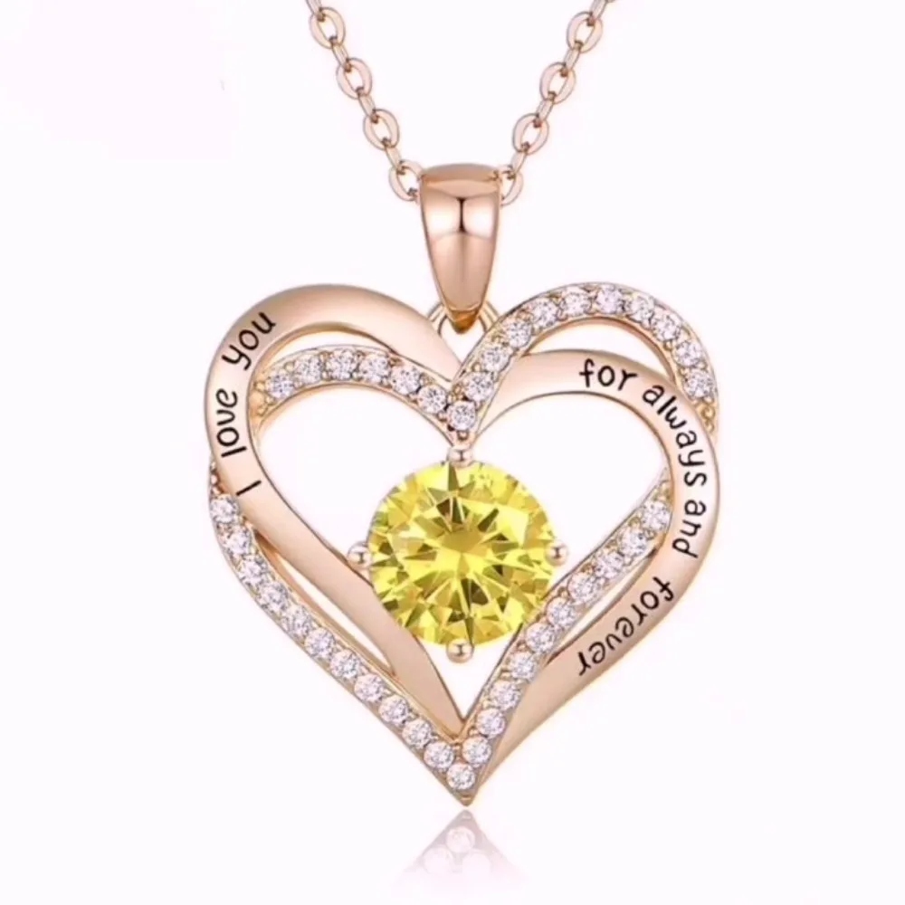 

Rose Gold Double Heart Necklace Women's Twelfth Birthday Necklace Jewelry