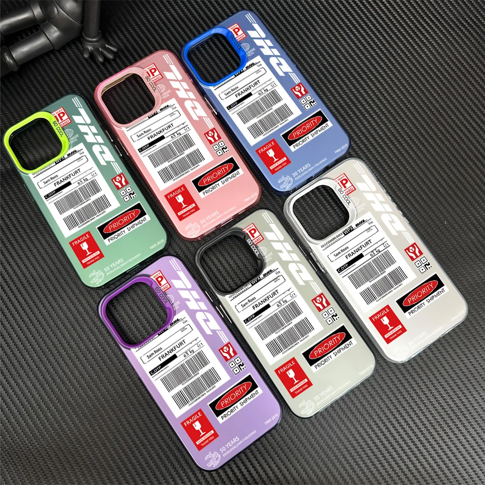 Tracking Number Logistics Fragile Phone Case For Samsung Galaxy S24 S23 S22 S21 Plus Ultra S20 FE A55 A54 A53 A52 IMD Laser