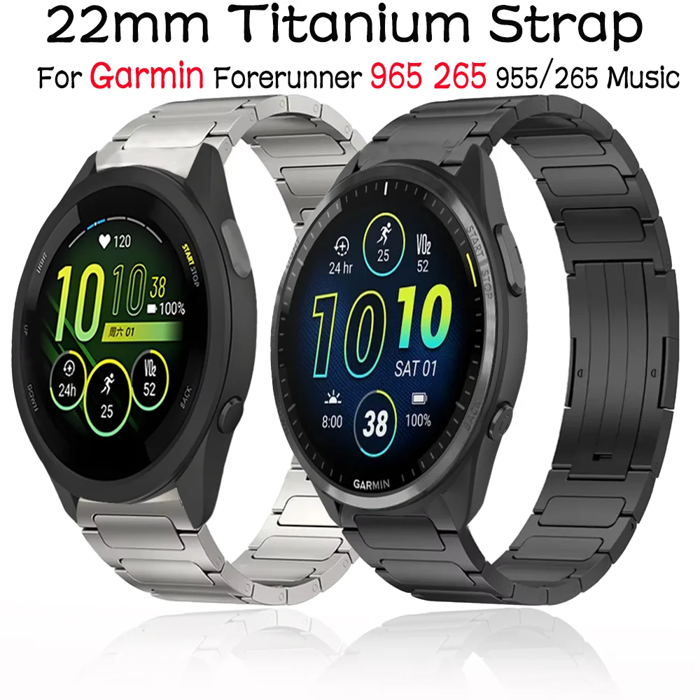 

22mm Titanium Strap for Garmin Forerunner 965 265 955 265 Music Comfortable Bracelet for Garmin Venu 3 2 Vivoactive 4 Wristband