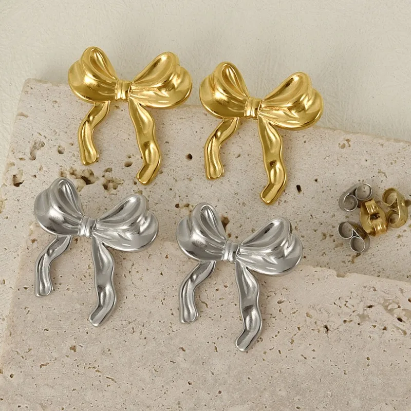 Modern Jewelry Sweet Korean Temperament Irregular Bowknot Earrings For Women Female Gifts Simply Design Ear Accessories