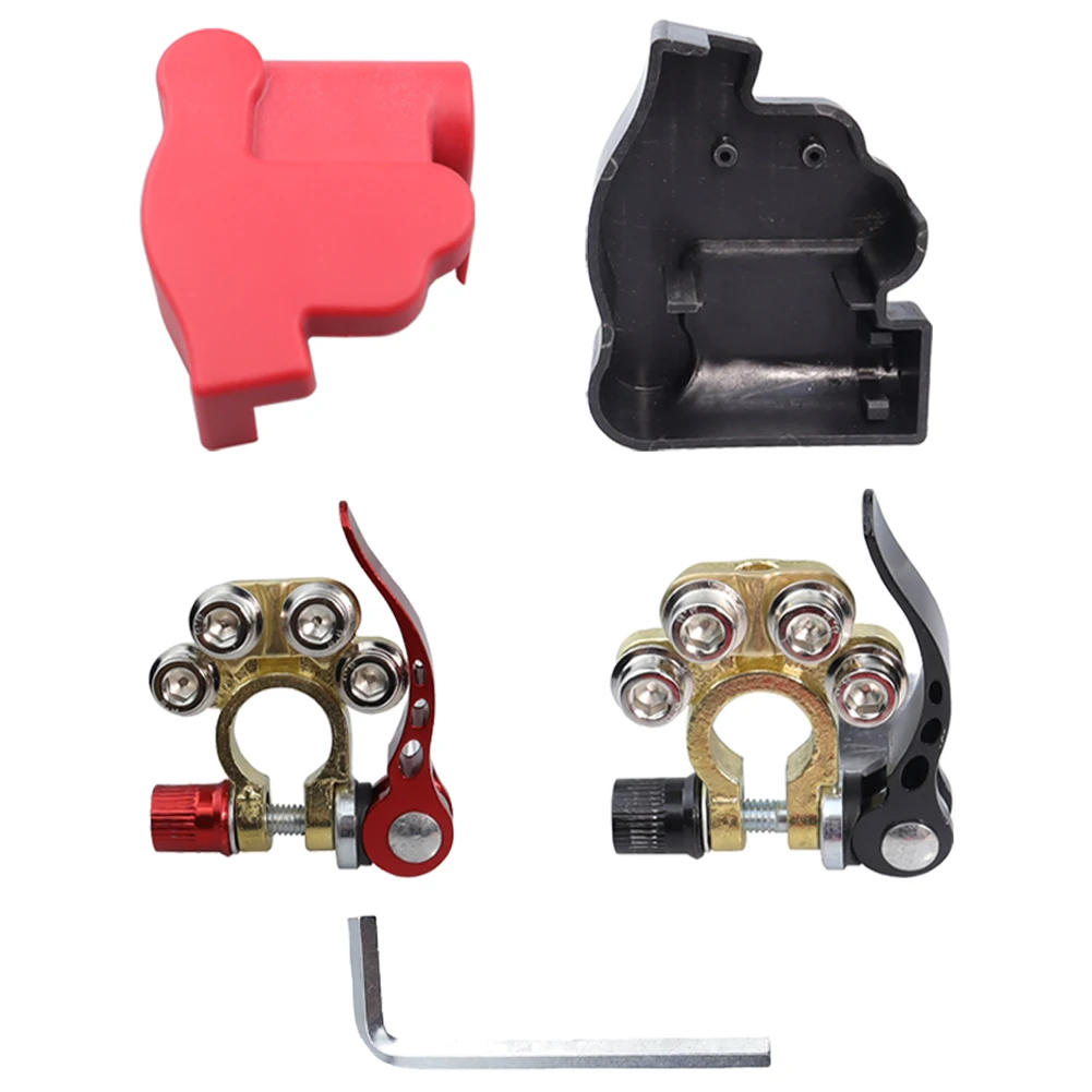 Wire Cable Clamp Positive Negative Car Battery Terminal Pure Copper Quick Release Connector with Hex Wrench for Truck Sedan Van