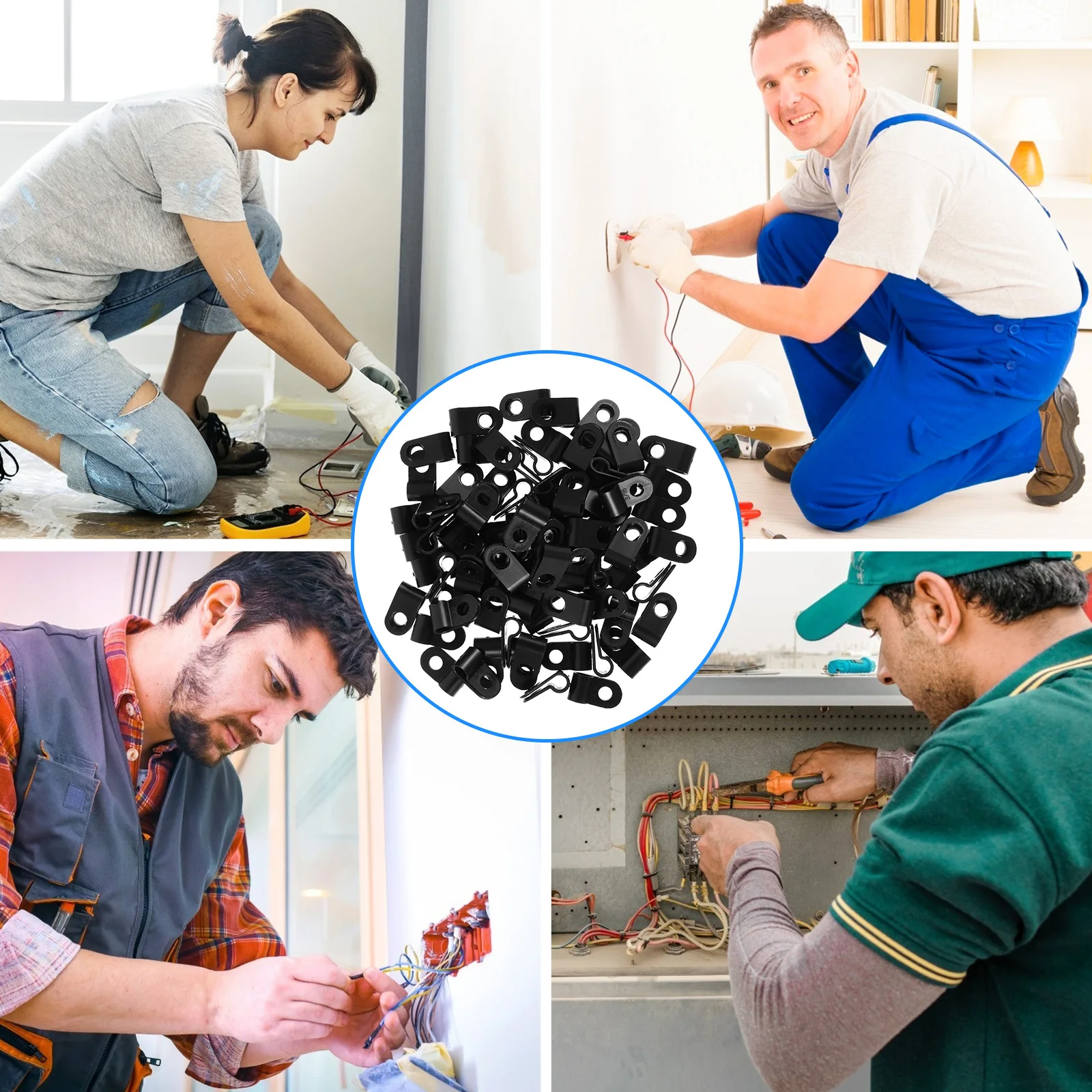 

200pcs Cable Clamp Sorter Wire Holder PVC Management 21-25mm Diameter Outdoor Indoor Rope Light Mounting Clamps